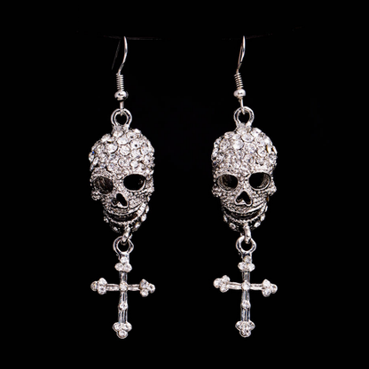 Crystal Skull Drop Earrings