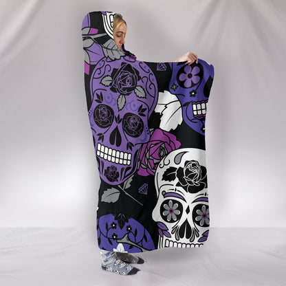 Skullistic Sugar Skulls Purple Hooded Blanket