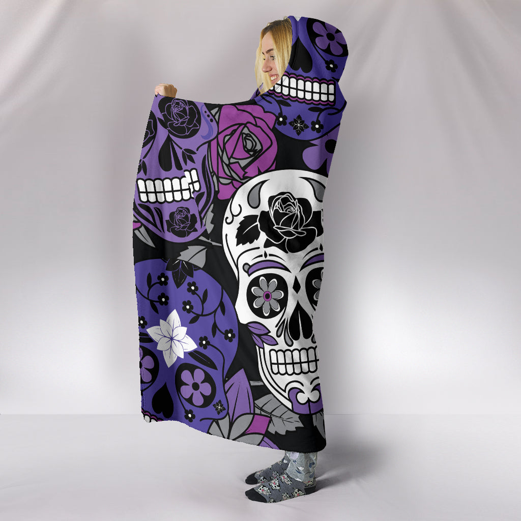 Skullistic Sugar Skulls Purple Hooded Blanket